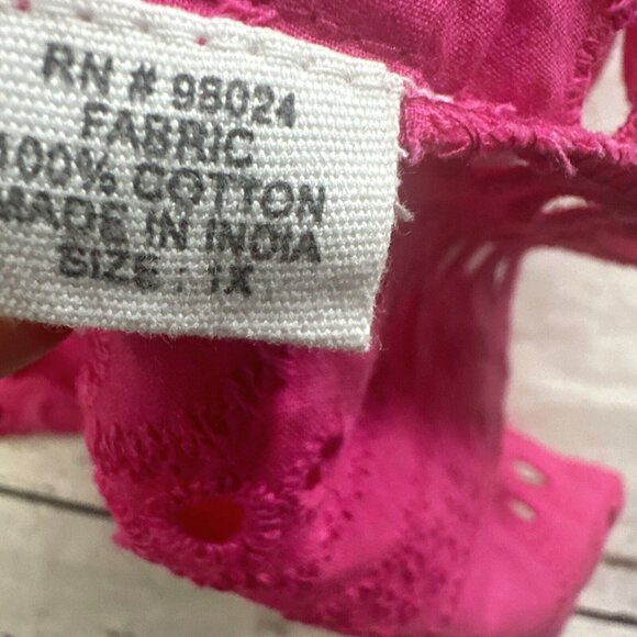 Jennifer & Grace Women 1x Pink Flutter Sleeve Blouse Embroidered High Ne… - Picture 11 of 14